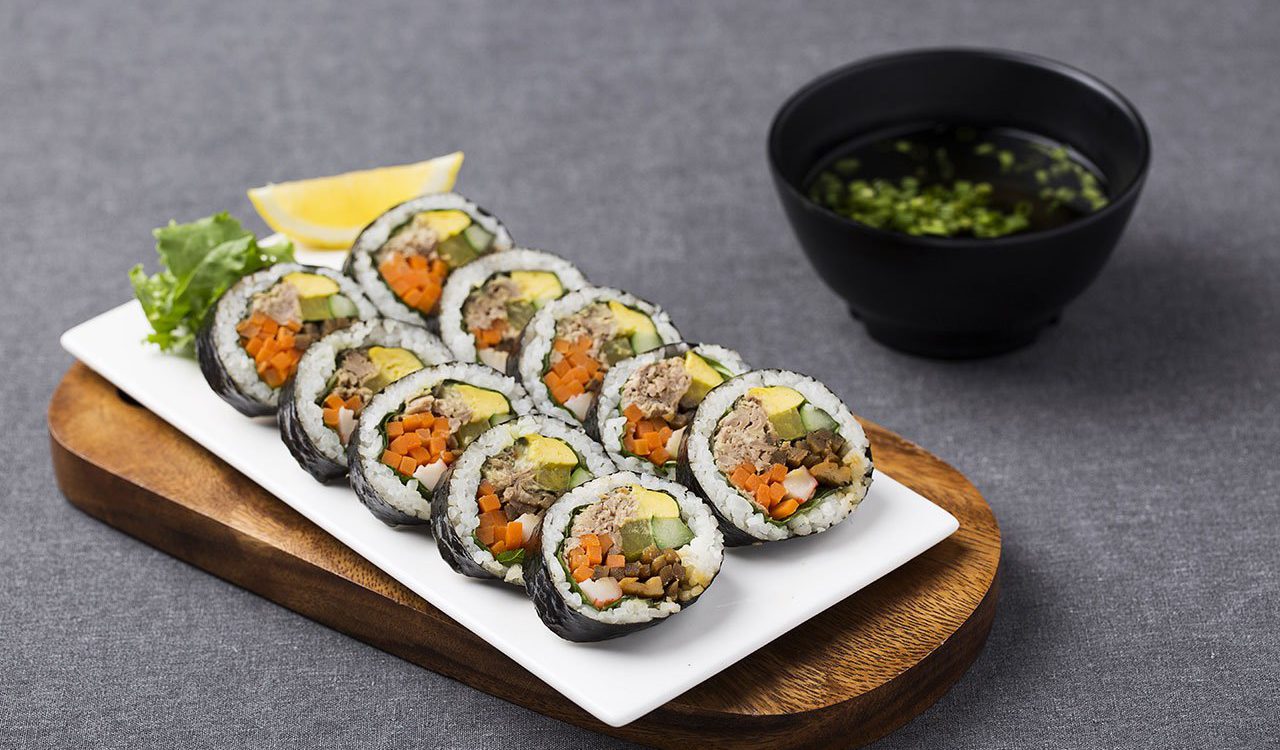 Tasty Japanese Egg Sushi with Miso Soup