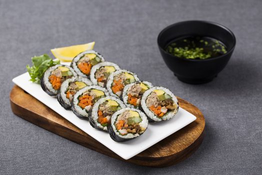 Tasty Japanese Egg Sushi with Miso Soup