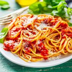 Tasty Italian Spaghetti With Tomato Sauce